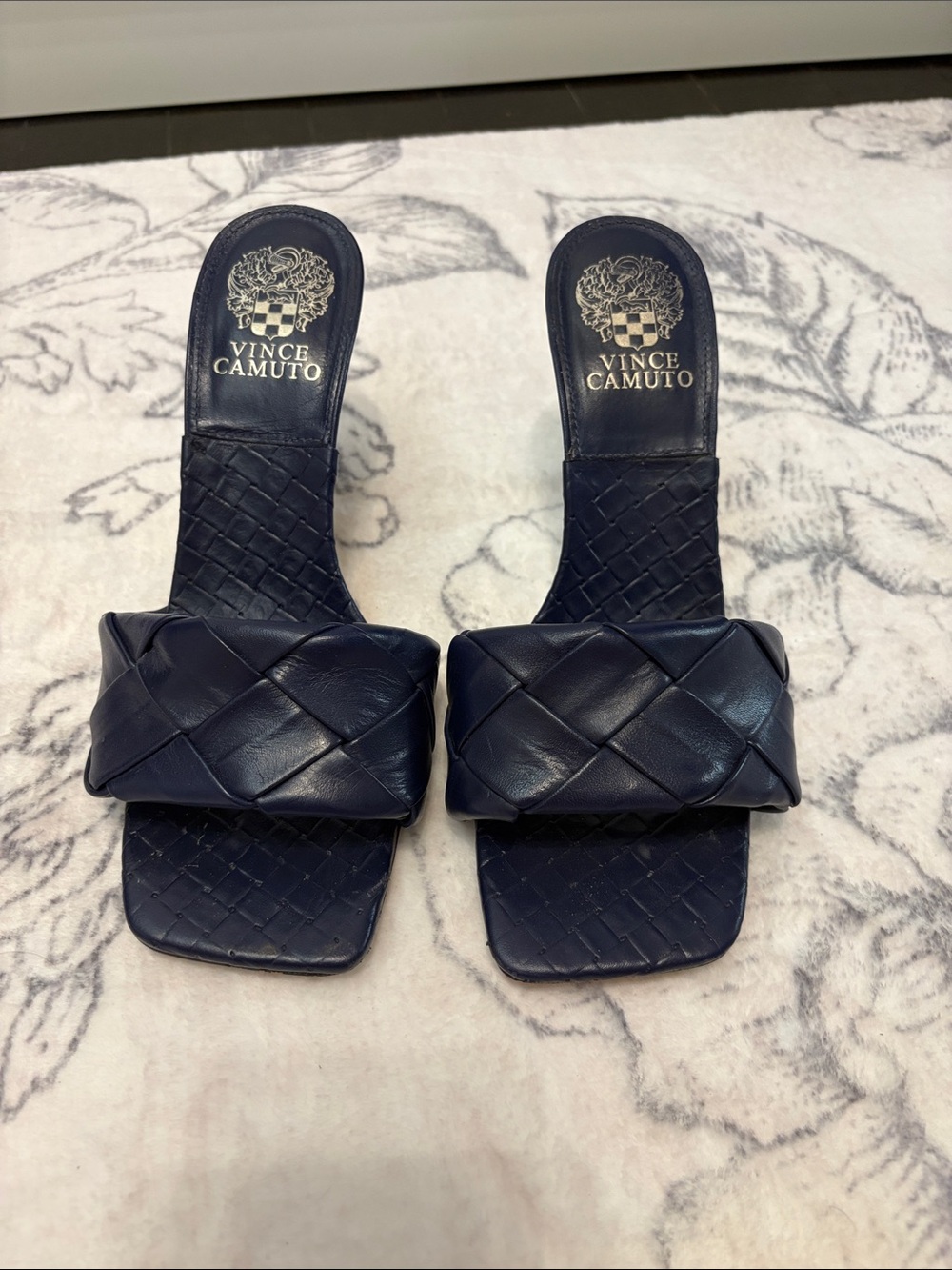 Vince Camuto Dark Navy Woven Slide Mules